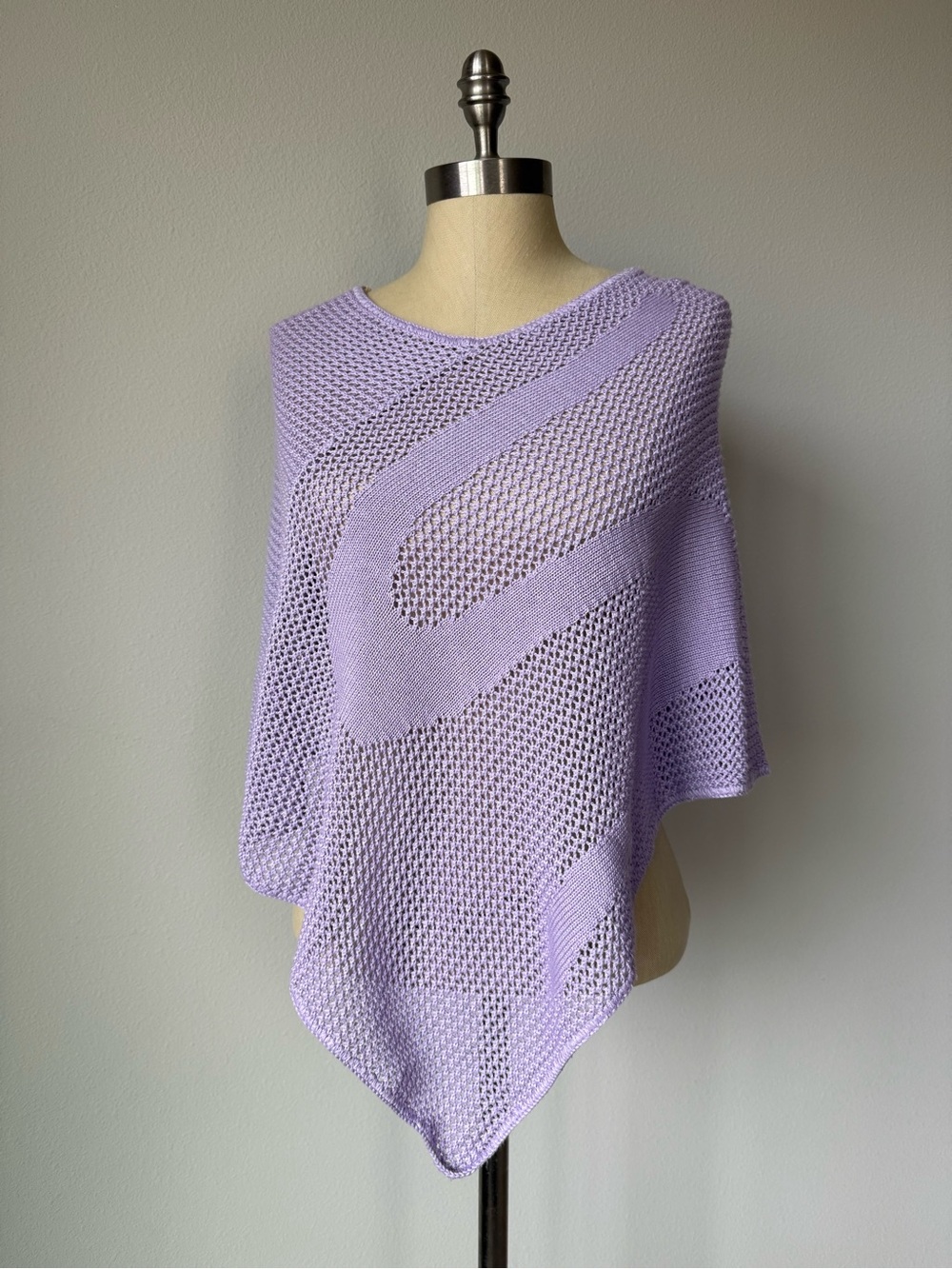 90s Vintage Carolyn Taylor Purple Open-Weave Poncho